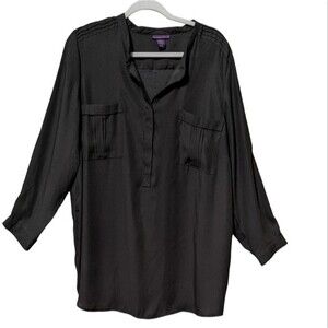 Beverly drive shear blouse olive military green roll sleeves women's 16/18W